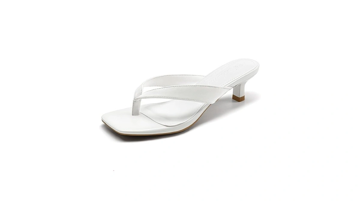 Athlefit White Kitten Heels For Women Dressy Flip... - Coupon