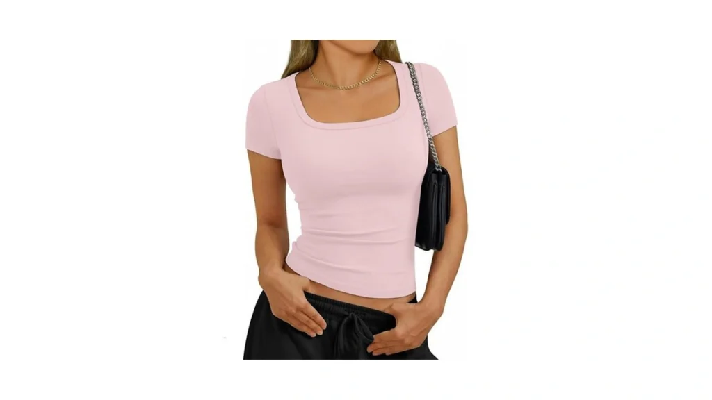 Trendy Queen Womens Short Sleeve Square Neck Basic... - Coupon