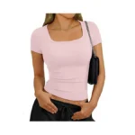 Trendy Queen Womens Short Sleeve Square Neck Basic... - Coupon
