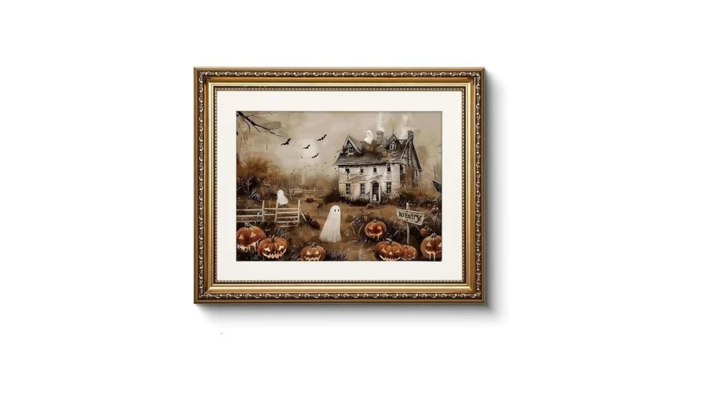 Vintage Gold Framed Spooky Halloween Wall Art 13x16... - Coupon
