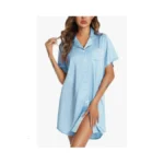 Senert Womens Nightgown Short Sleeve Button Down... - Coupon