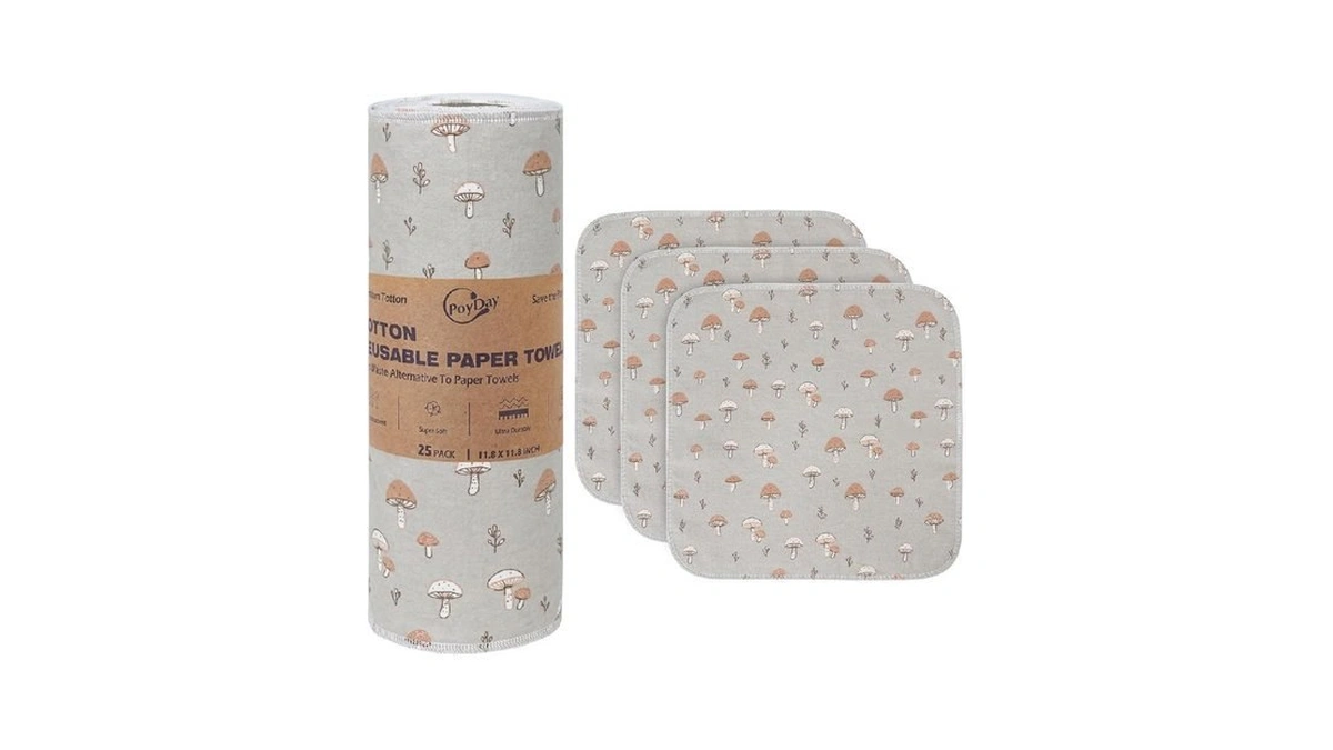 Paper Towels Washable Roll 25pack Cotton Cloth... - Coupon