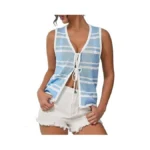 Ieeilulu Women Sleeveless Knit Vest Striped V Neck... - Coupon
