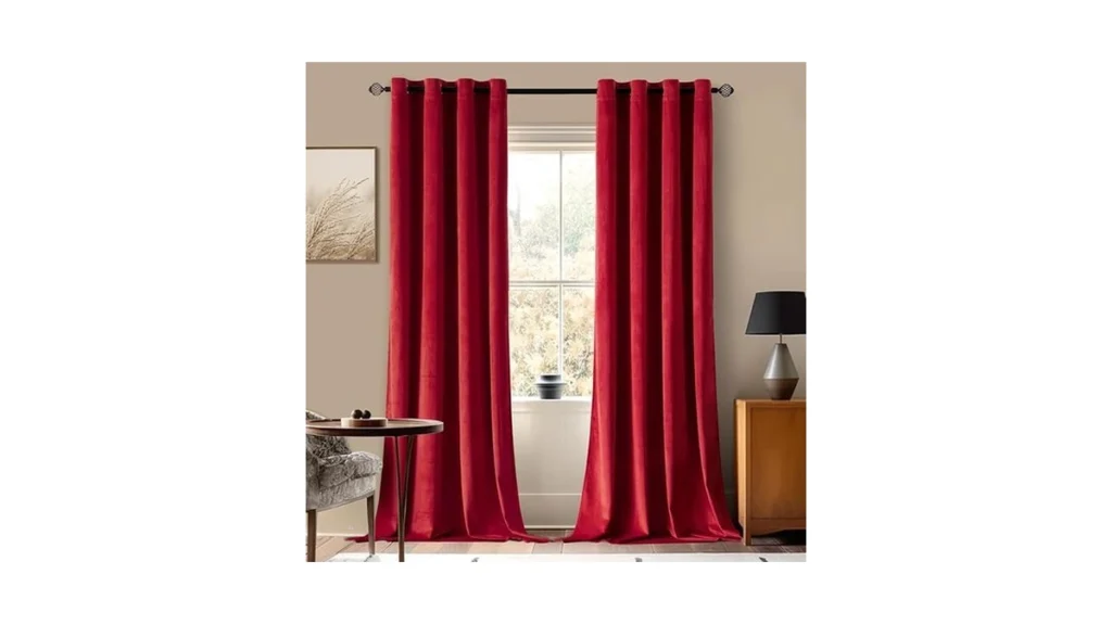 Miulee Christmas Red Velvet Curtains Elegant... - Coupon