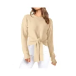 Okiwam Women S Long Sleeve Cropped Sweaters Casual... - Coupon