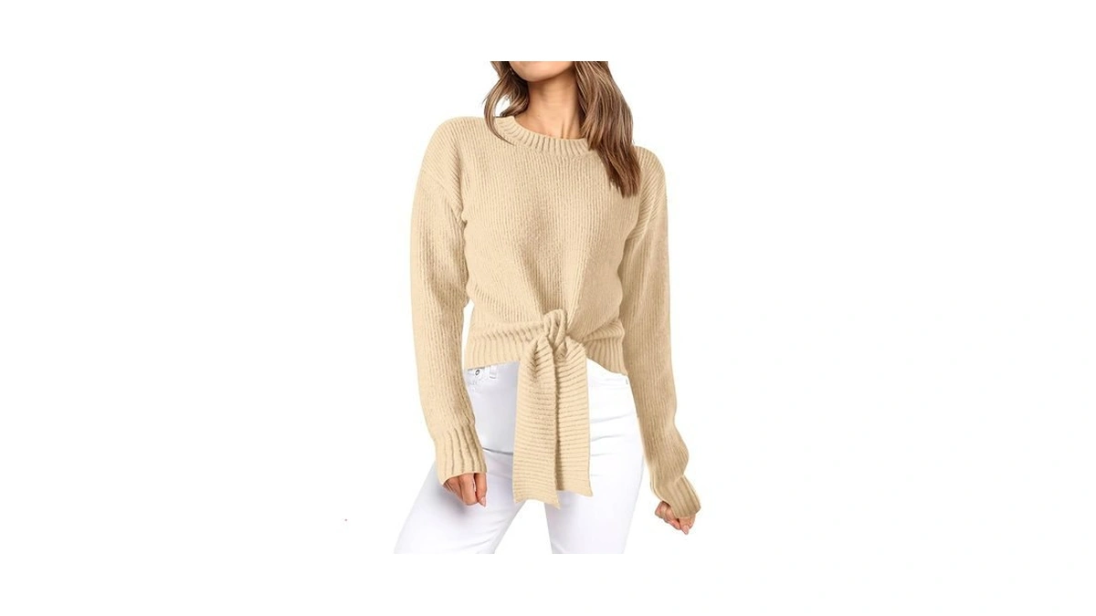 Okiwam Women S Long Sleeve Cropped Sweaters Casual... - Coupon