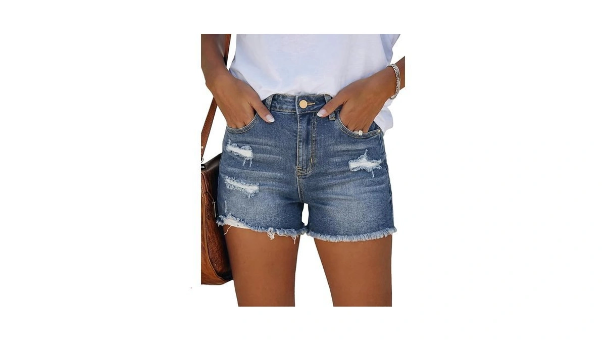 Anrabess Womens Ripped Denim Shorts High Waist... - Coupon