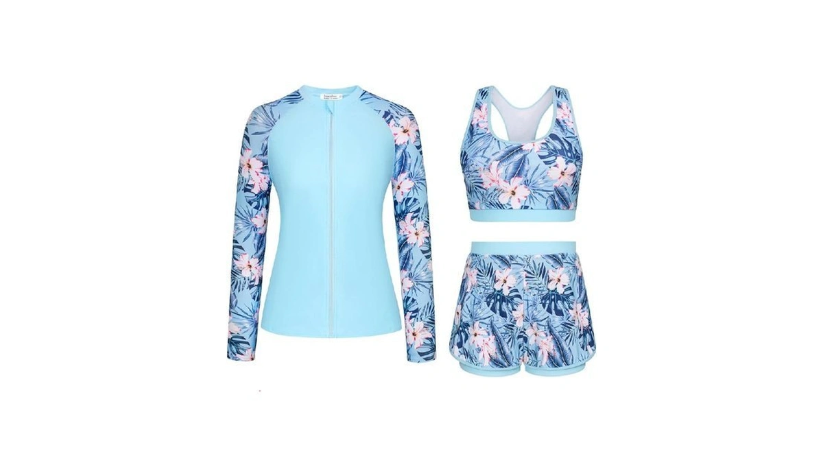 Long Sleeve Swimsuits For Women 3 Piece Rash Guard... - Coupon
