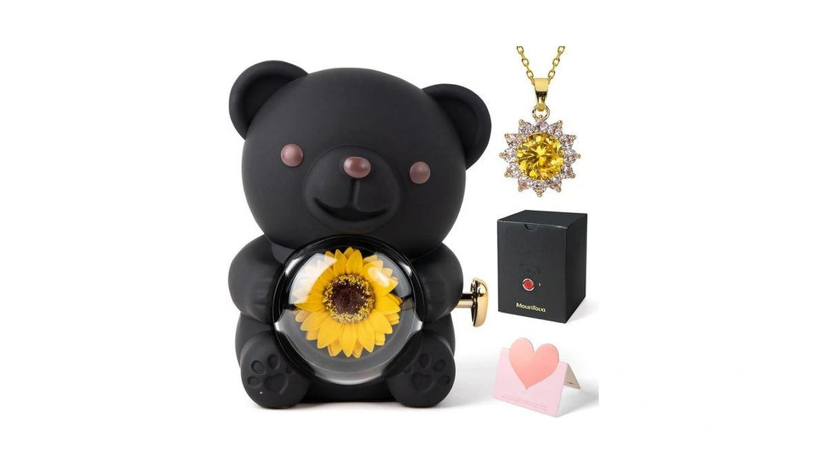 Mountova Lucky Sunflower Bear Necklace Gift Box... - Coupon