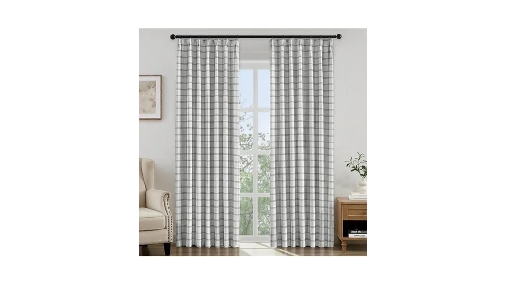 Homeideas 100 Blackout Plaid Pinch Pleated Curtains... - Coupon