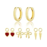 Freekiss Gold Huggie Earrings And Charm Set For... - Coupon