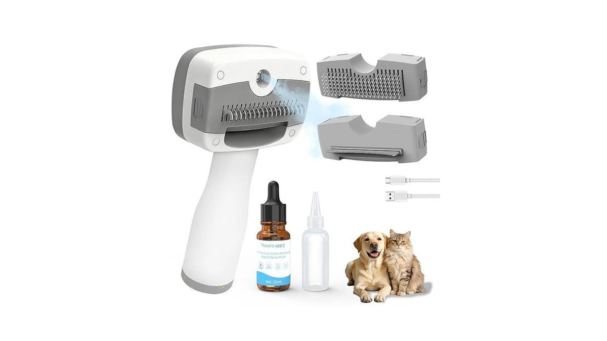 Pet Steam Brush For Dogs Cats 5-in-1 Self-cleaning... - Coupon