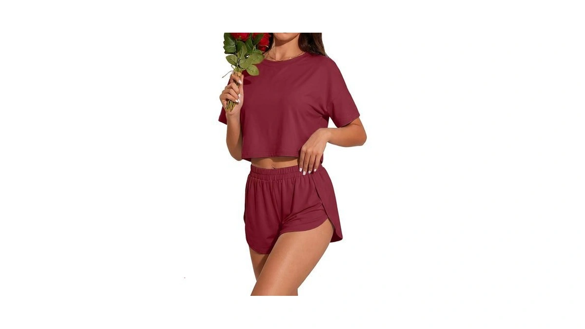Prinstory Womens Pajama Sets Side Split Shorts Pj... - Coupon