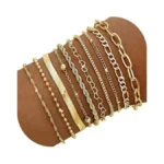 10 Pcs Gold Bracelets Set For Women 14k Gold Plated... - Coupon