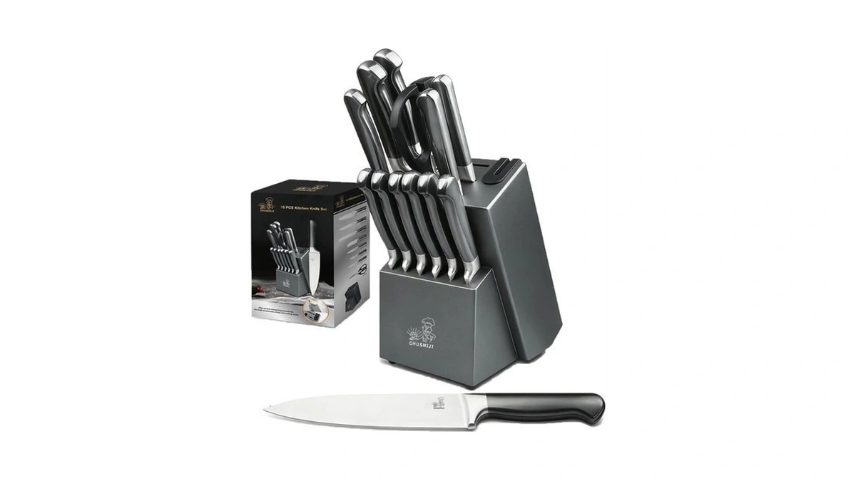 Knife Set - 15 Pcs Kitchen Knife Set With Built-in... - Coupon