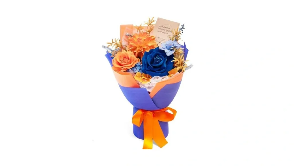 Tinge Time Preserved Flowers Bouquet Orange Navy... - Coupon