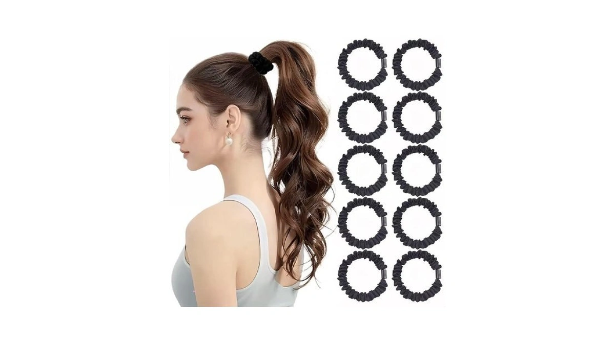 Nothstein 10 Pcs Black Small Satin Hair Ties No... - Coupon