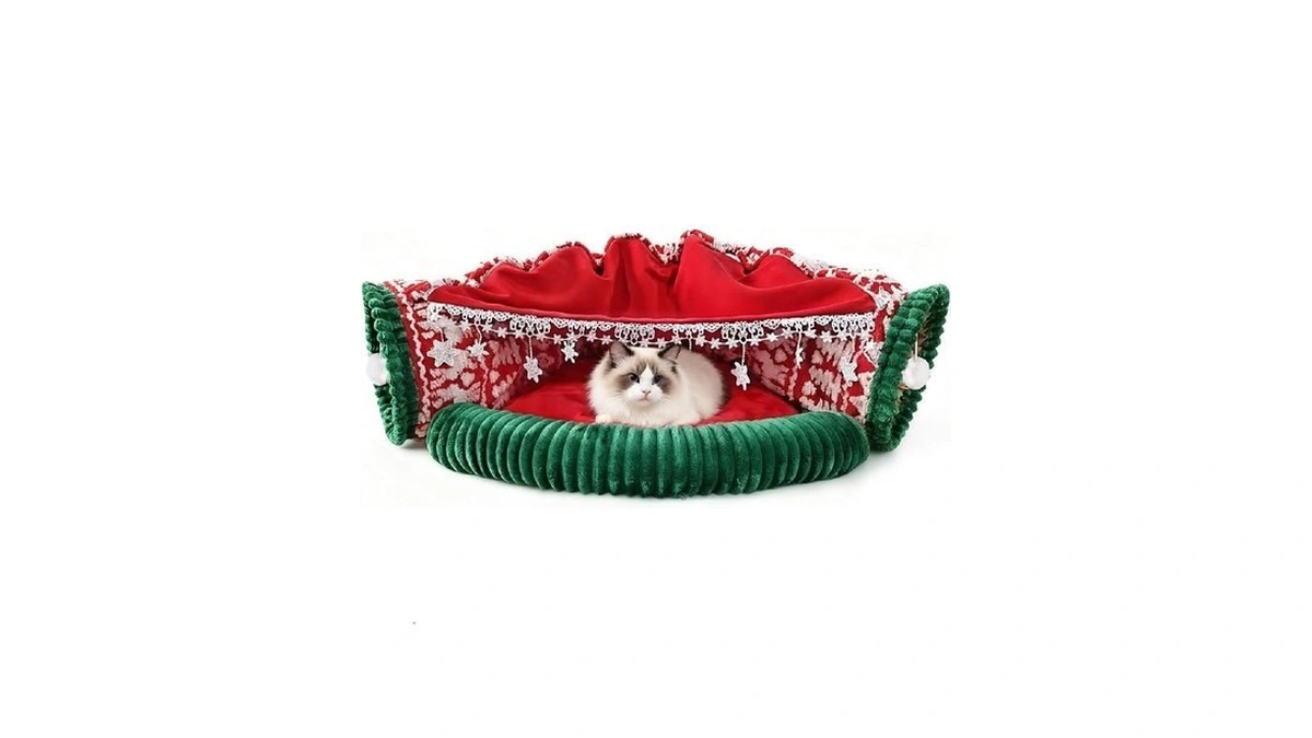 Petrendy Christmas Cat Tunnel Bed 2-in-1 Cat Tunnel... - Coupon