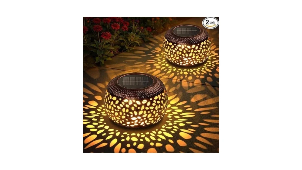 Solar Lanterns Outdoor Waterproof 2 Pack Hollow Out... - Coupon