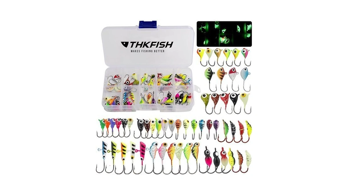 Thkfish Ice Fishing Jigs 54pcs Glow Ice Fishing... - Coupon
