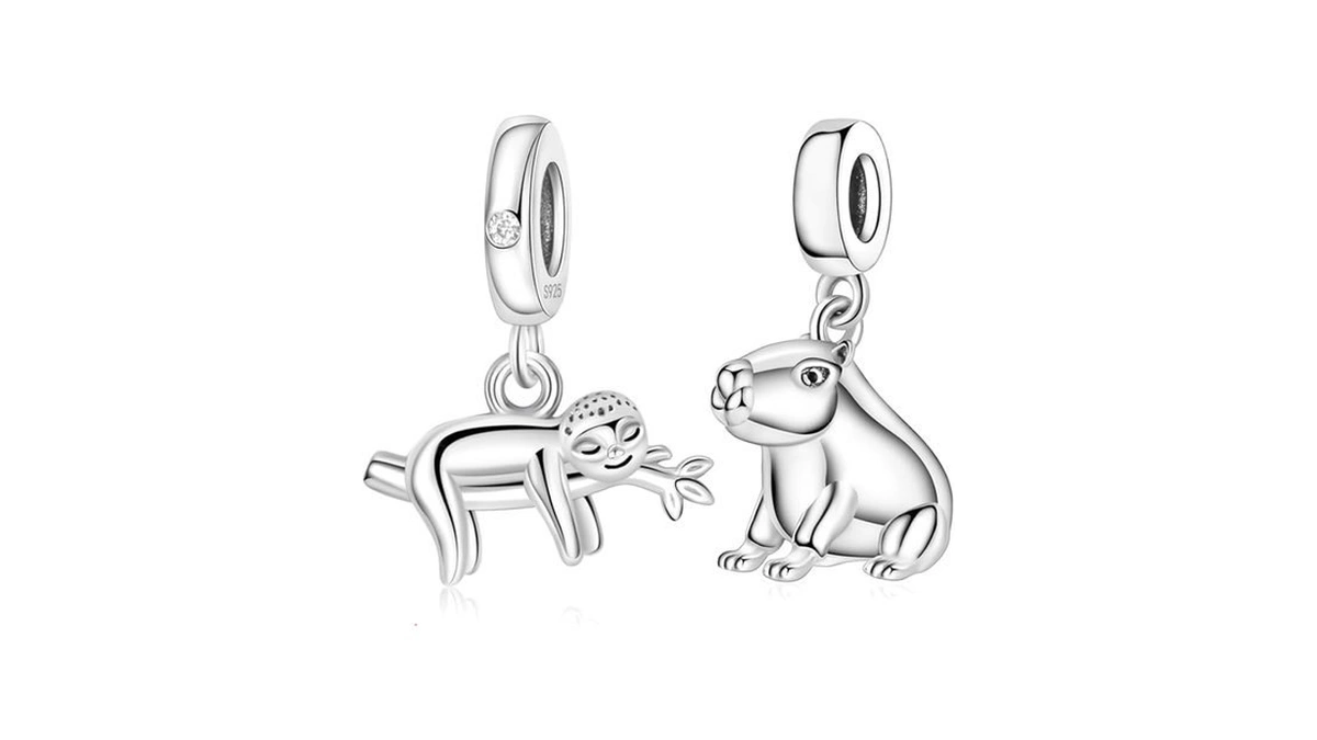 Huoonew 925 Sterling Silver Charms Kapibala Sloth... - Coupon