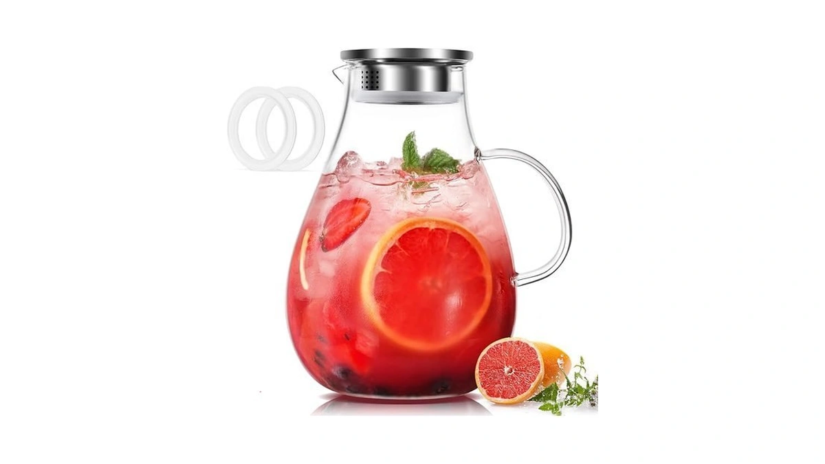 Luna Mantha Glass Pitcher With Lid 86oz Glass Water... - Coupon