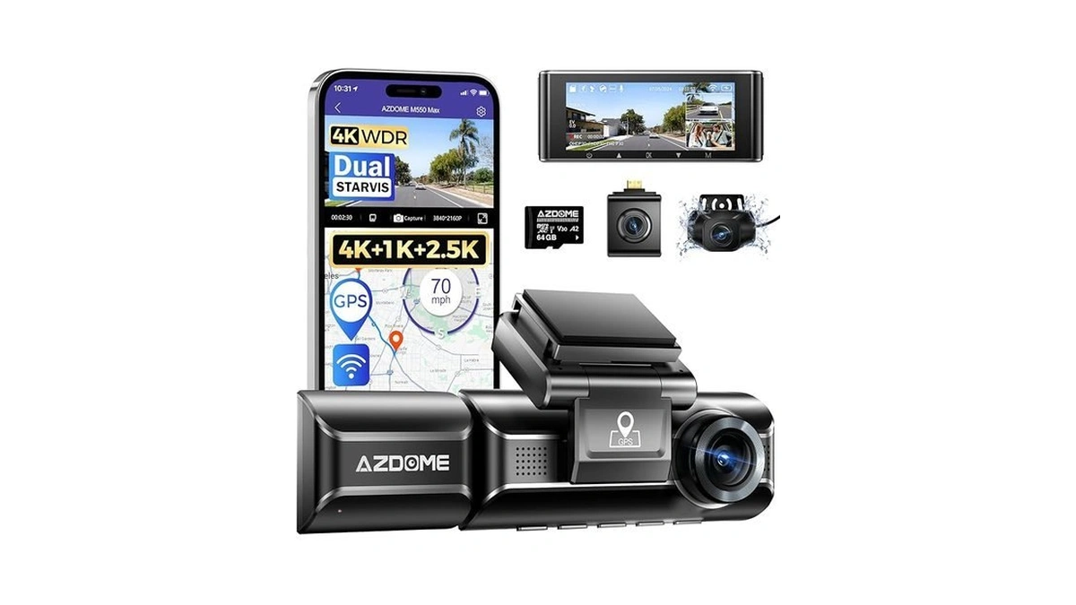 Azdome M550 Max 4k 3 Channel Dash Cam Dual Starvis... - Coupon