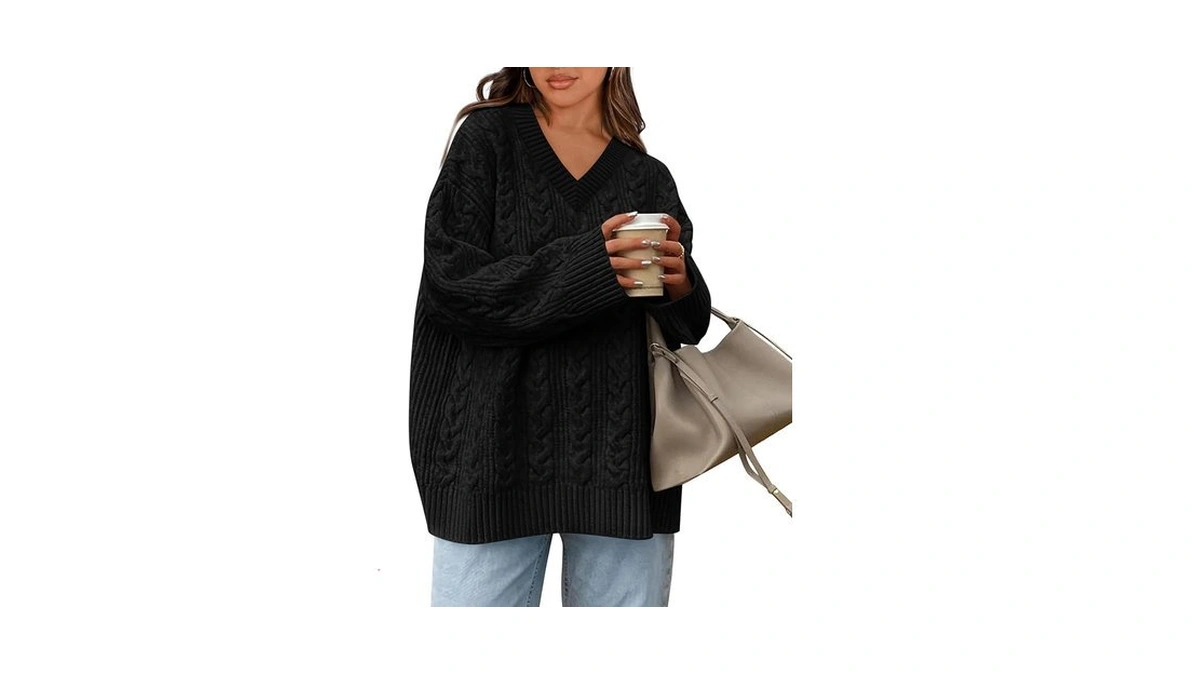 Okiwam Women S Oversized Sweaters Long Sleeve V... - Coupon