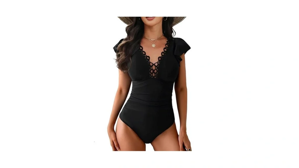 Cicibird Women One Piece Swimsuit Lace Crochet V... - Coupon