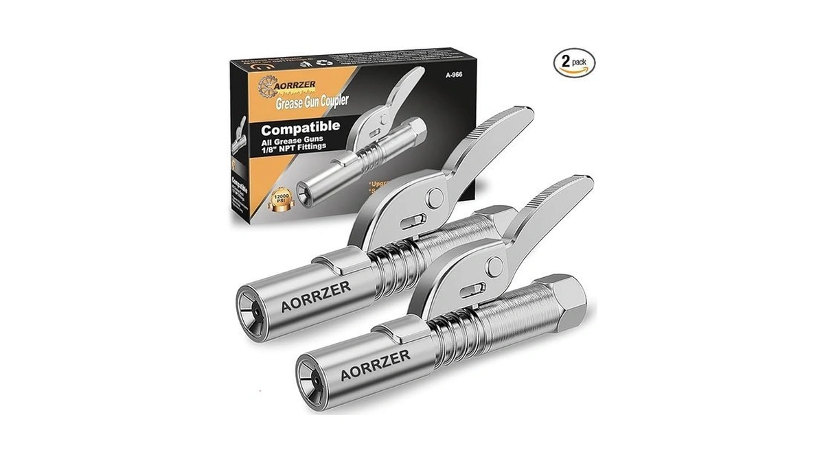 Aorrzer Grease Gun Coupler 2 Pcs Strong Lock-on... - Coupon