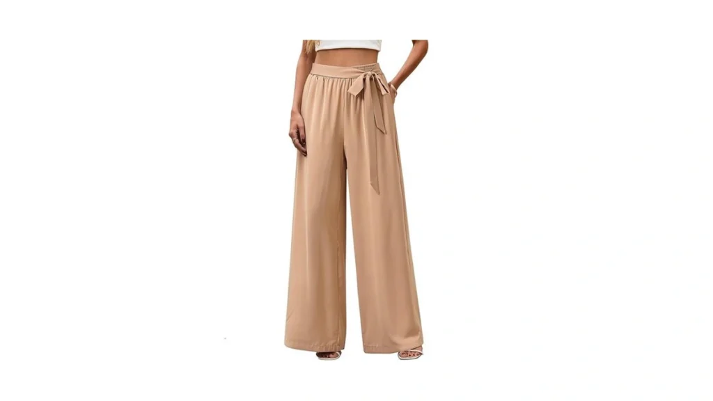 Ventrollo Women Wide Leg Pants High Waisted Belted... - Coupon