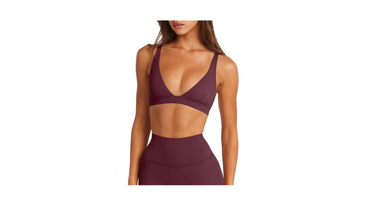 Laslulu Sports Bras For Women Deep V-neck Padded... - Coupon
