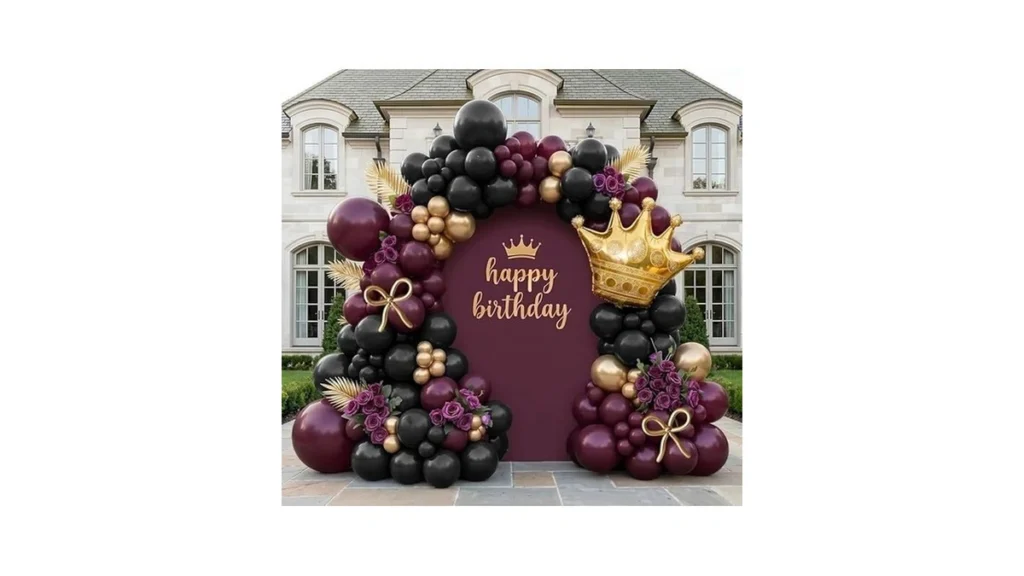 Dark Purple Black Gold Balloon Garland Arch Kit -... - Coupon