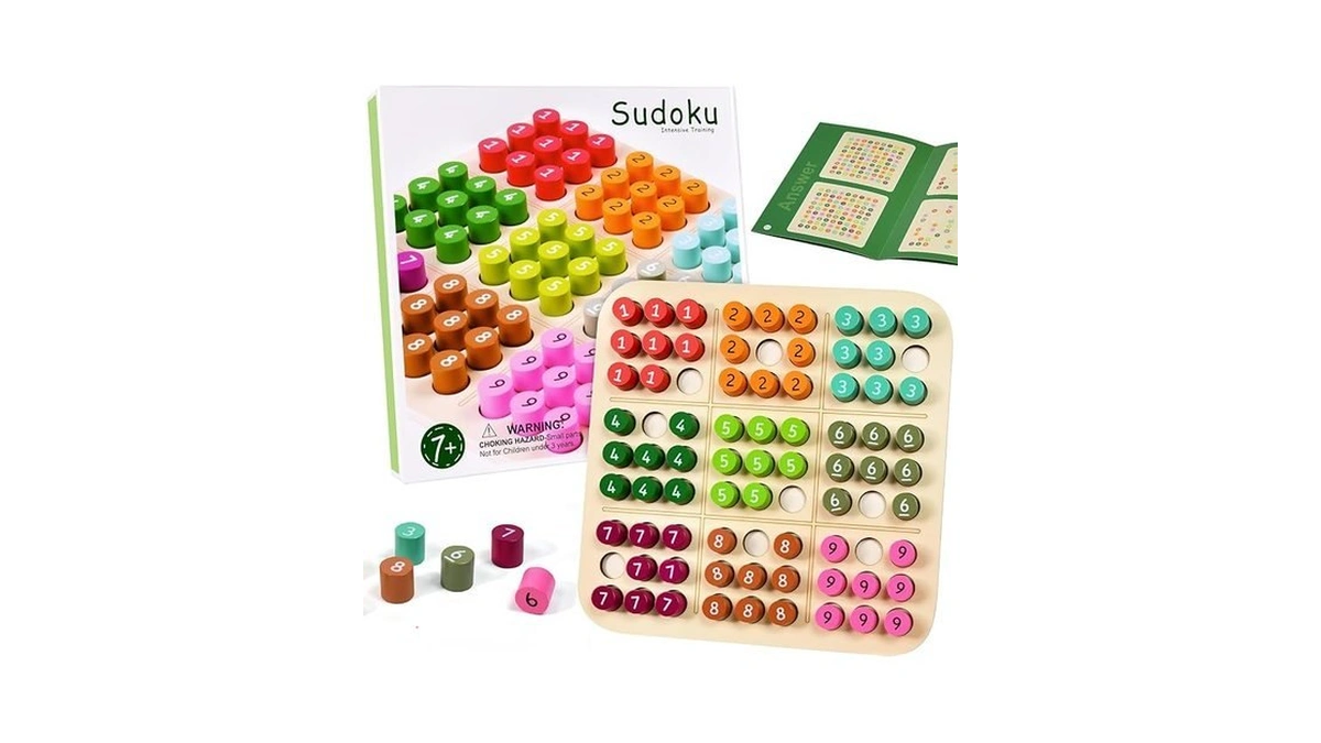 Gakico Wooden Sudoku Board Game Math Brain Teaser... - Coupon