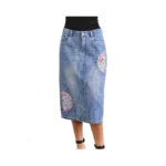 Materasu Women S Split Denim Skirt Casual Straight... - Coupon