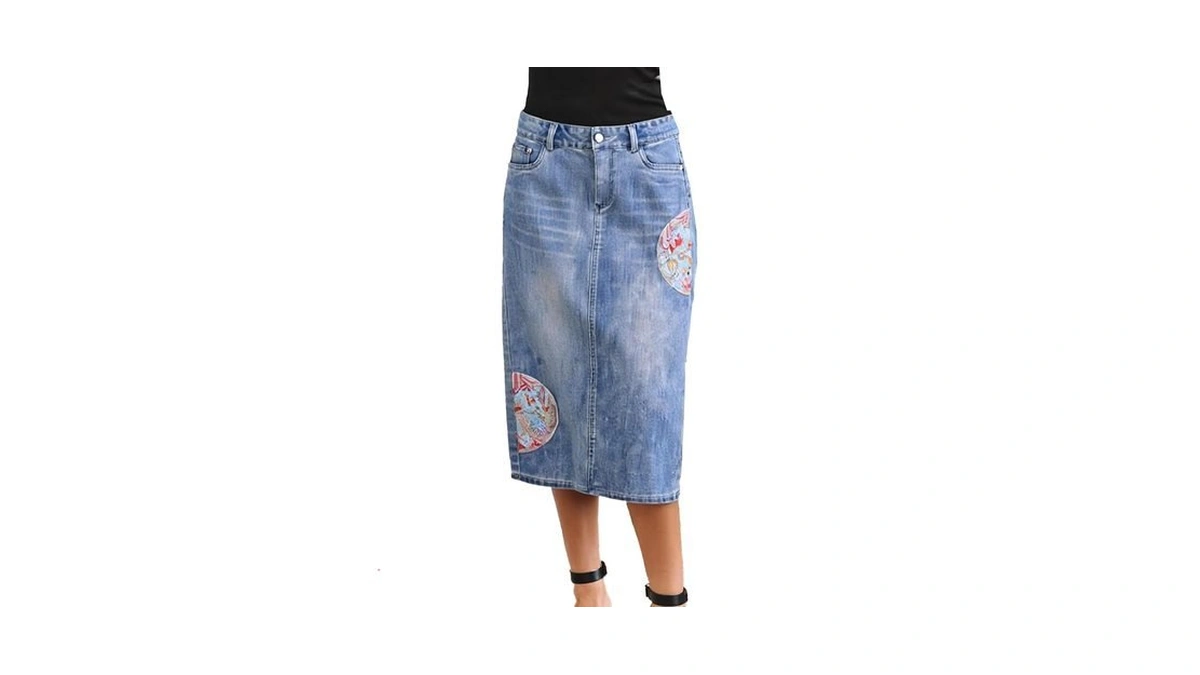 Materasu Women S Split Denim Skirt Casual Straight... - Coupon