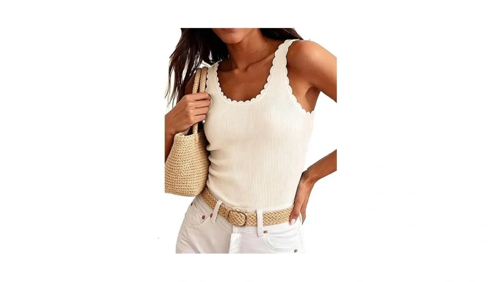 Orolay Chiione Women Scalloped Strap Ribbed Tank... - Coupon
