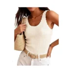 Orolay Chiione Women Scalloped Strap Ribbed Tank... - Coupon
