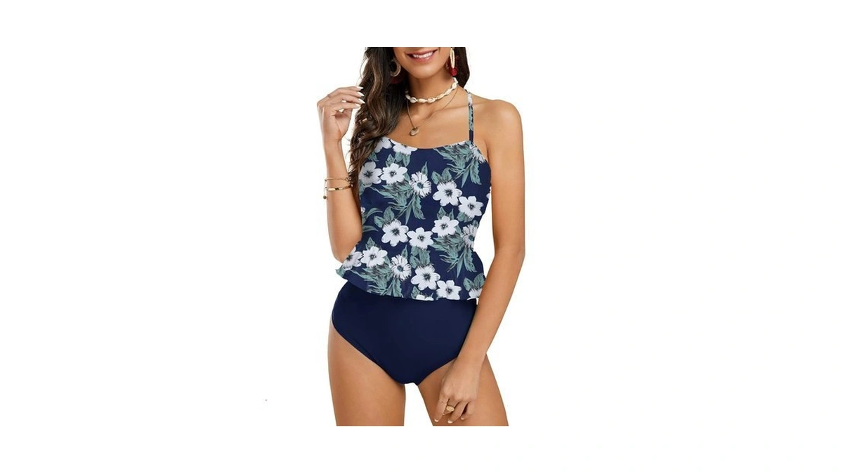 Ferbia Women High Waisted Tankini Swimsuit Two... - Coupon