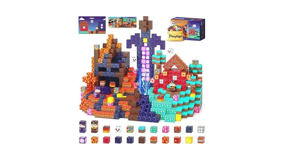 Playtigo 154pcs Magnetic Blocks Mine Magnet World... - Coupon