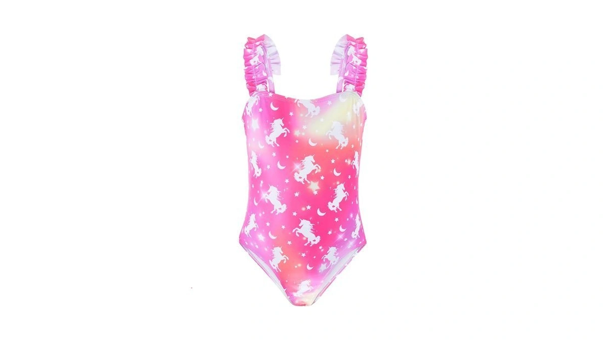 Girls One Piece Swimsuits Ruffle Unicorn Toddler... - Coupon