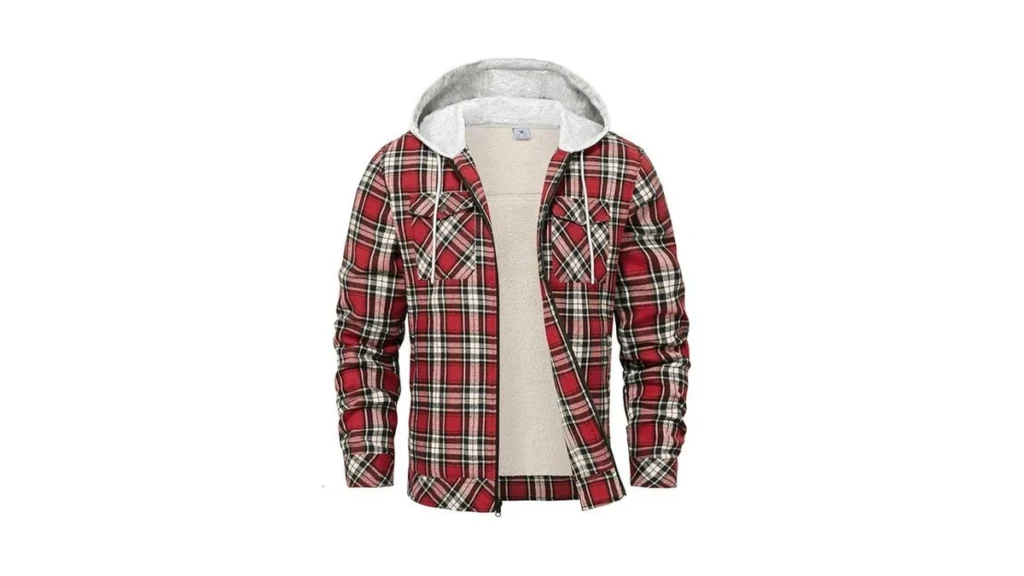 Rdruko Men S Flannel Plaid Shirt Jacket With Hood... - Coupon