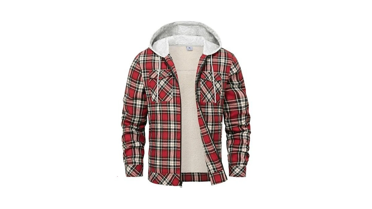 Rdruko Men S Flannel Plaid Shirt Jacket With Hood... - Coupon