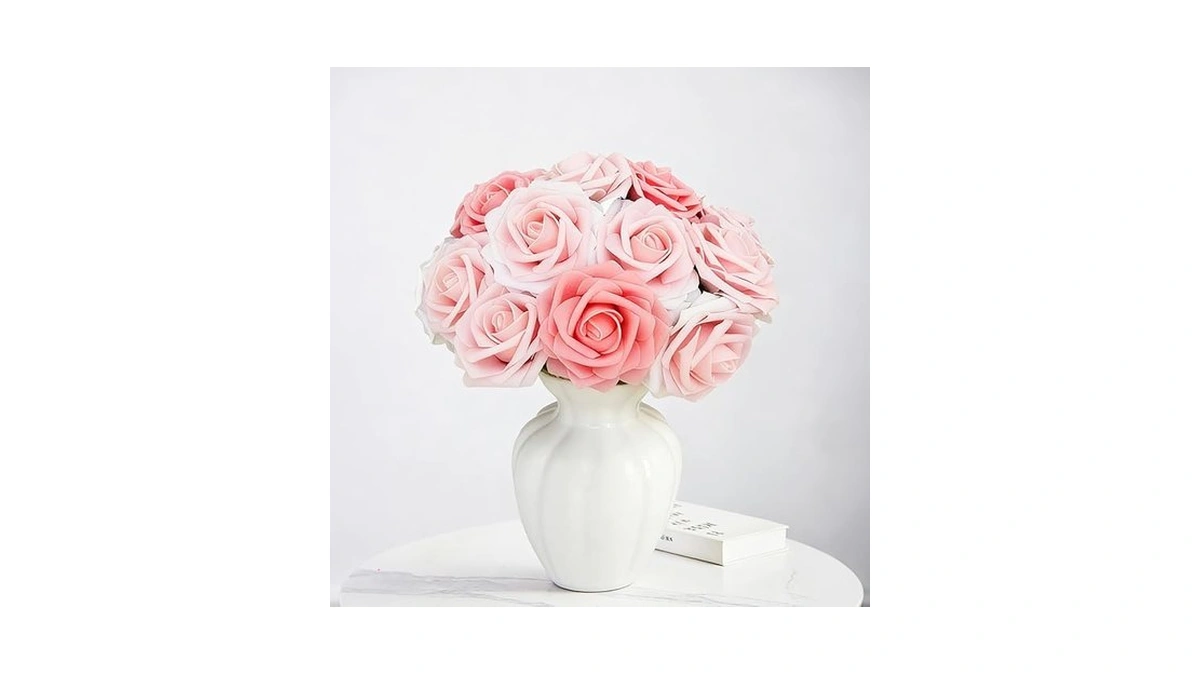 Bnoiiok Artificial Flowers 25pcs Real Looking Blush... - Coupon