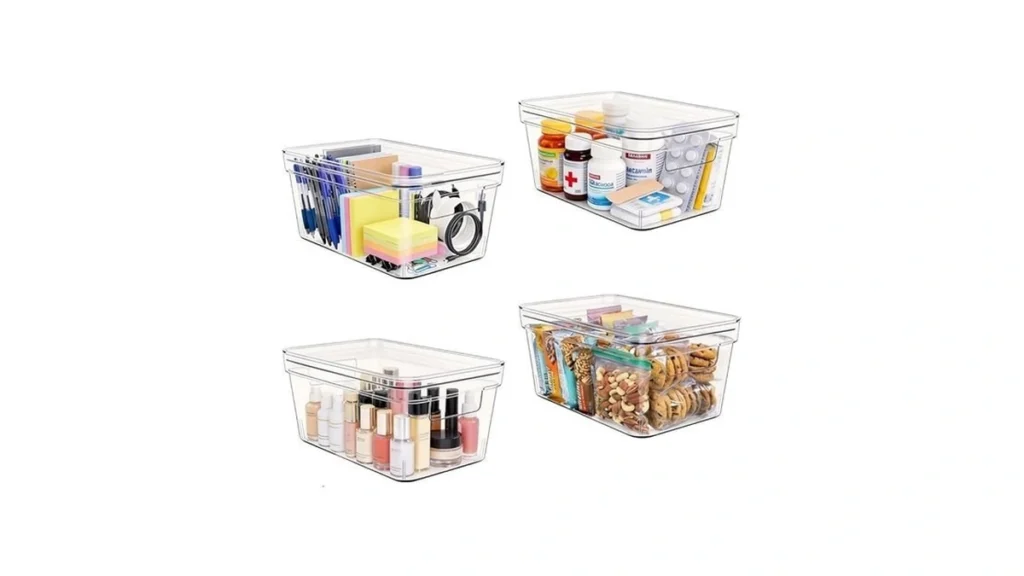 Moonedge Small Clear Plastic Storage Bins With Lids... - Coupon