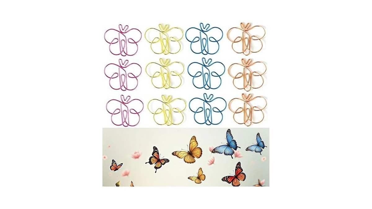 40 Pcs Metal Butterfly Shaped Paper Clips Set -... - Coupon