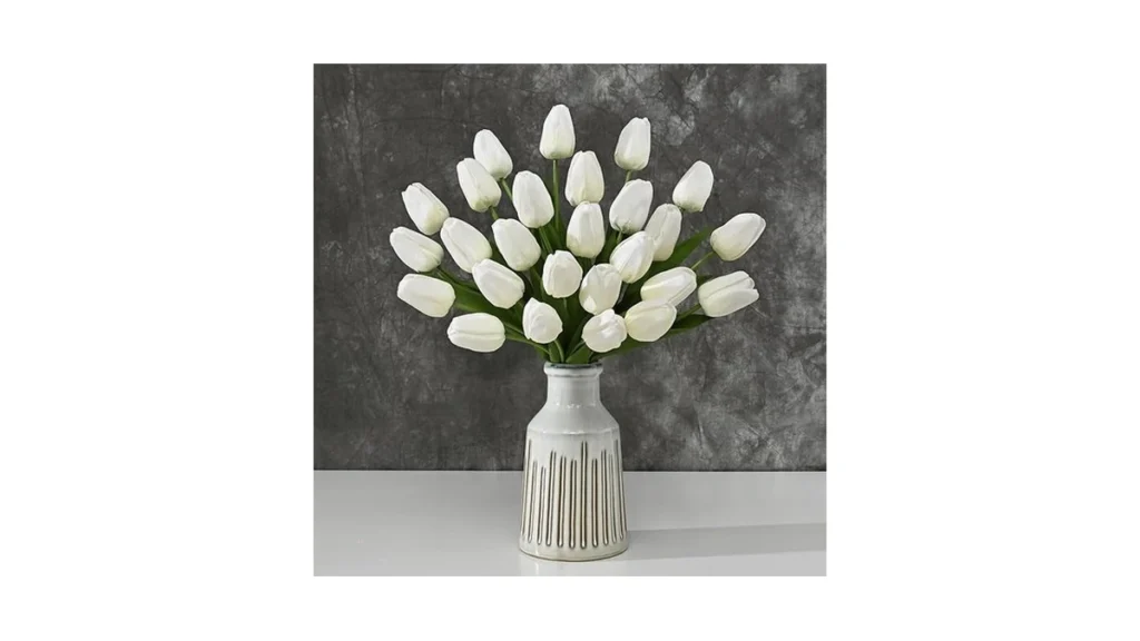 Yastouay 12-pack White Tulips Artificial Flowers... - Coupon