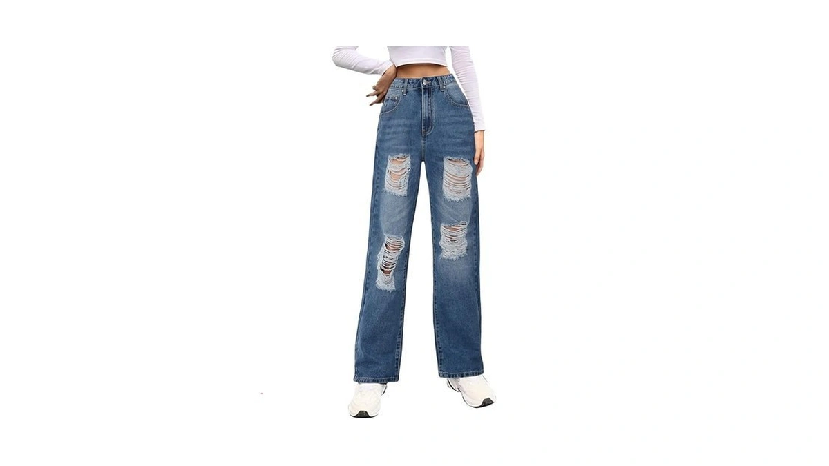 Genleck Women Loose Ripped Boyfriends Jeans High... - Coupon