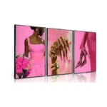 Black Girl Wall Art Set Of 3 Pink Fashion African... - Coupon