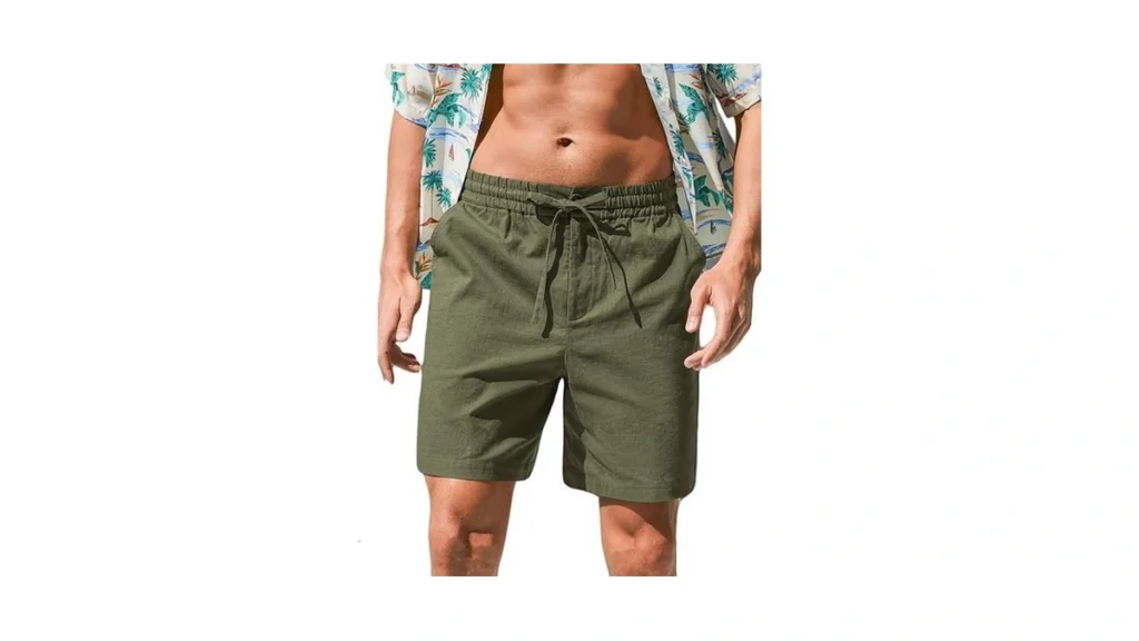 Rqp Mens Cotton Linen Shorts Casual Drawstring... - Coupon